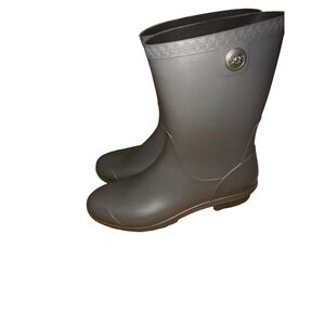 UGG Size 12 Sienna Matte Grey Rubber Waterproof Rain Boots